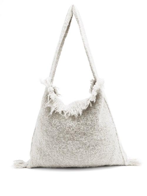 Matchesfashion.com Lauren Manoogian - Bindle Fringe-trimmed Alpaca And Wool Tote Bag - Womens - Grey
