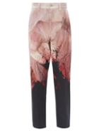 Alexander Mcqueen - High-rise Floral-print Cotton-drill Trousers - Mens - Black Pink