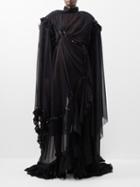Balenciaga - Safety-pin Ruffled Chiffon Dress - Womens - Black