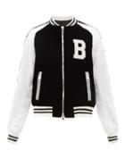 Matchesfashion.com Balmain - Logo Embroidered Velvet Bomber Jacket - Mens - Black White
