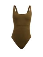 Matchesfashion.com Eres - Les Essentiels Asia Duni Ribbed Swimsuit - Womens - Khaki