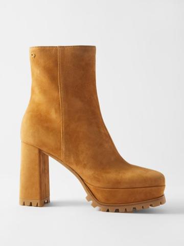 Gianvito Rossi - Platform 70 Suede Ankle Boots - Womens - Brown