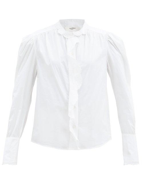 Matchesfashion.com Isabel Marant Toile - Orlana Broderie Anglaise-trimmed Cotton Blouse - Womens - White