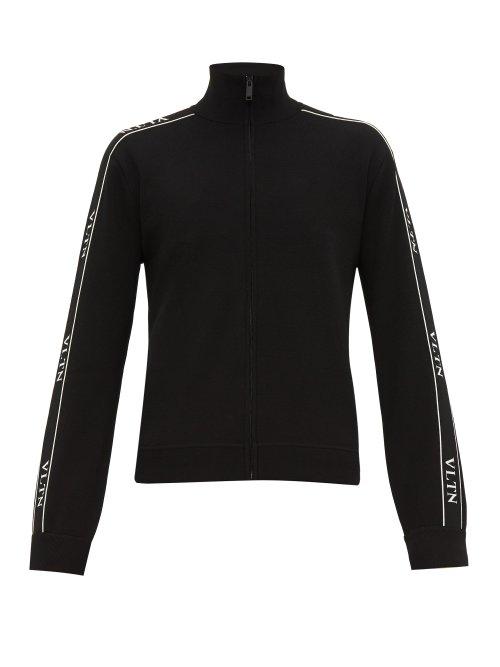 Matchesfashion.com Valentino - Logo Jacquard Zip Through Track Top - Mens - Black