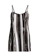 Matchesfashion.com Halpern - Striped Sequinned Mini Dress - Womens - Black White