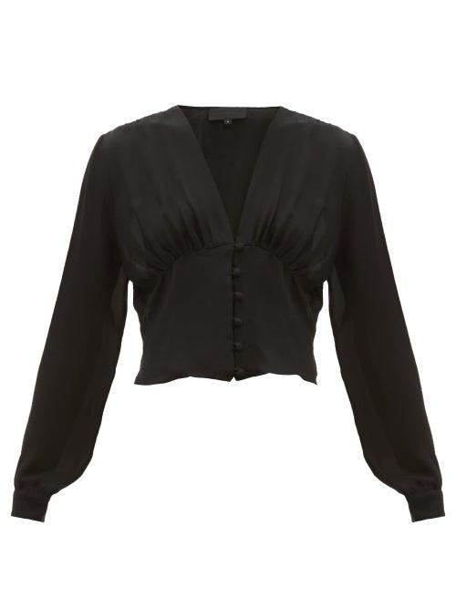 Matchesfashion.com Nili Lotan - Laila Button Down Silk Georgette Blouse - Womens - Black