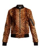 Matchesfashion.com Saint Laurent - Leopard Print Goat Hair Bomber Jacket - Womens - Leopard