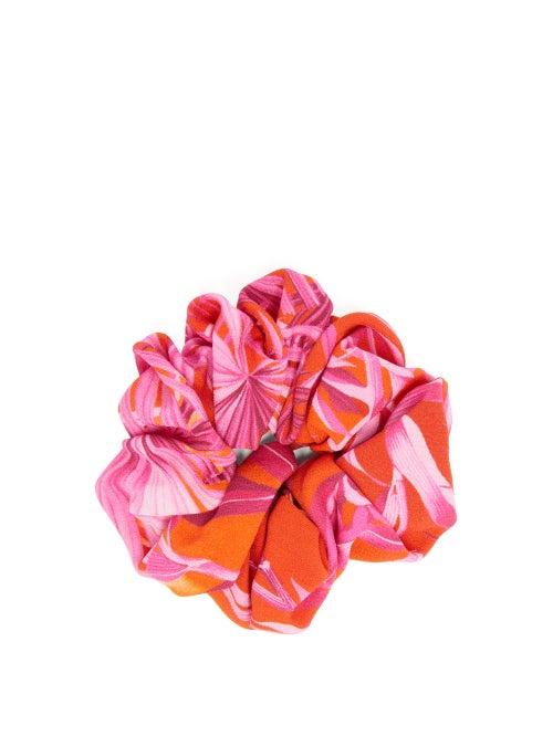 Matchesfashion.com Versace - Jungle-print Crepe Hair Scrunchie - Womens - Pink Multi