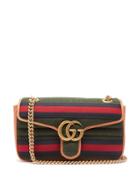 Gucci - Gg Marmont Striped Wool And Leather Shoulder Bag - Womens - Navy Multi