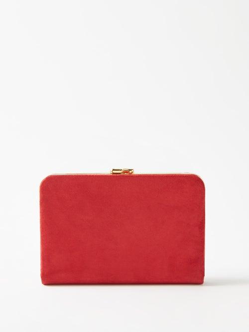 The Row - Minaudiere Suede Clutch - Womens - Red
