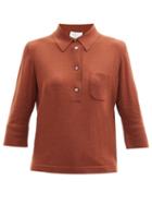 Matchesfashion.com Allude - Point-collar Cropped-sleeve Wool-blend Sweater - Womens - Camel