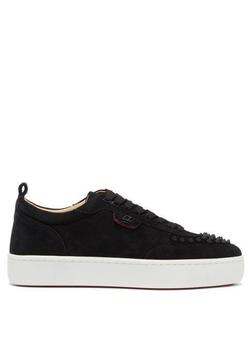 Mens Shoes Christian Louboutin - Happy Rui Spike-embellished Suede Trainers - Mens - Black