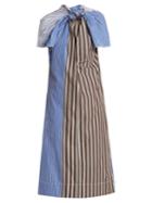 Marni Knot-front Striped Cotton-poplin Dress