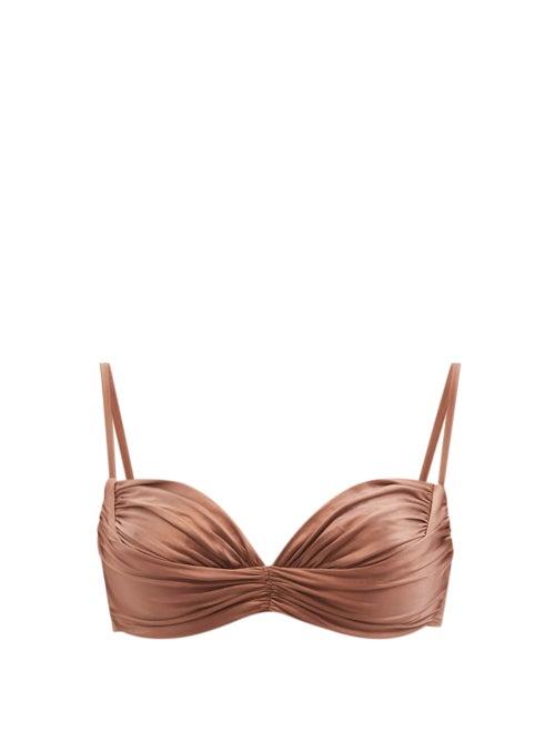 Ladies Beachwear Isa Boulder - Fona Ruched Bikini Top - Womens - Bronze