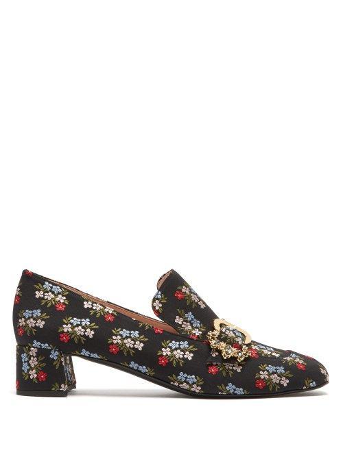 Matchesfashion.com Erdem - Nancie Floral Jacquard Loafers - Womens - Black Multi