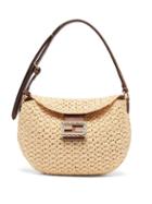 Ladies Bags Fendi - Croissant Ff-logo Straw Shoulder Bag - Womens - Black Beige