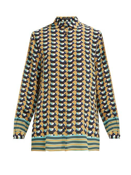 Matchesfashion.com Etro - Circle Print Silk Shirt - Womens - Yellow Multi
