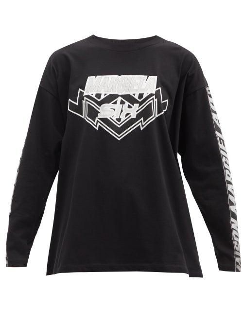 Matchesfashion.com Mm6 Maison Margiela - Logo-print Cotton-jersey Long-sleeved T-shirt - Womens - Black