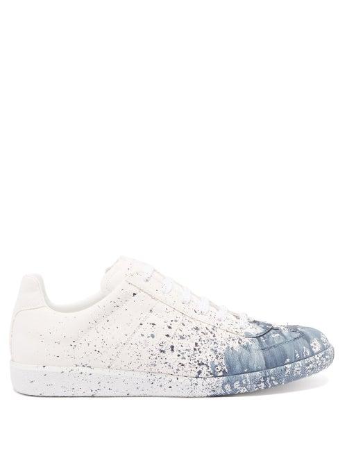 Maison Margiela - Replica Paint-splatter Canvas Trainers - Mens - White Multi