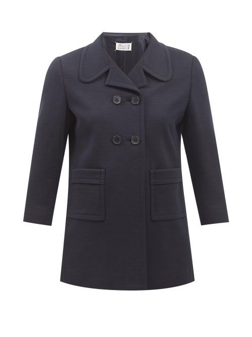 Maison Margiela - Double-breasted Crepe Tailored Jacket - Womens - Navy