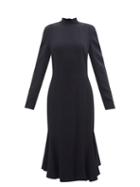 Tom Ford - Flounced-hem Crepe Midi Dress - Womens - Black
