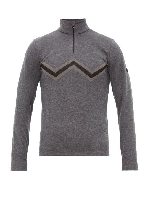 Matchesfashion.com Bogner - Zig Zag Intarsia Half Zip Piqu Sweater - Mens - Grey