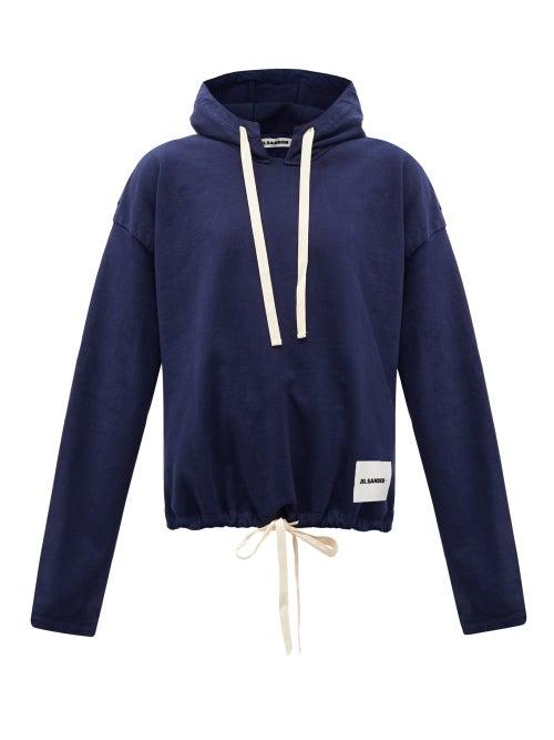 Matchesfashion.com Jil Sander - Drawstring-hem Cotton-jersey Hooded Sweatshirt - Womens - Blue