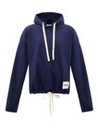 Matchesfashion.com Jil Sander - Drawstring-hem Cotton-jersey Hooded Sweatshirt - Womens - Blue
