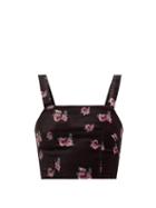 Matchesfashion.com Racil - Hedy Floral Print Velvet Cropped Top - Womens - Black Multi
