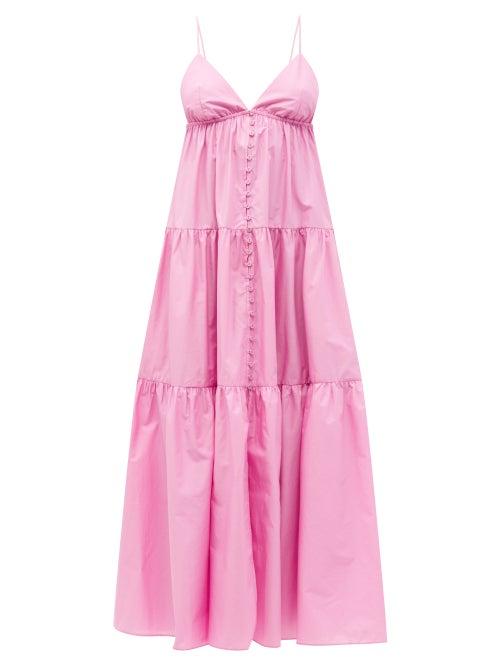 Matchesfashion.com Matteau - The Triangle Tiered Organic-cotton Dress - Womens - Pink