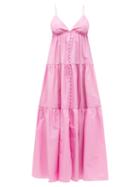 Matchesfashion.com Matteau - The Triangle Tiered Organic-cotton Dress - Womens - Pink