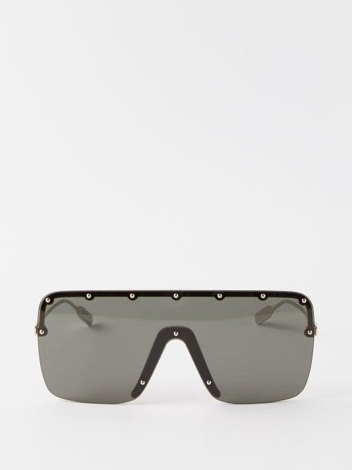 Gucci - Rimless Shield-lens Sunglasses - Womens - Black Multi