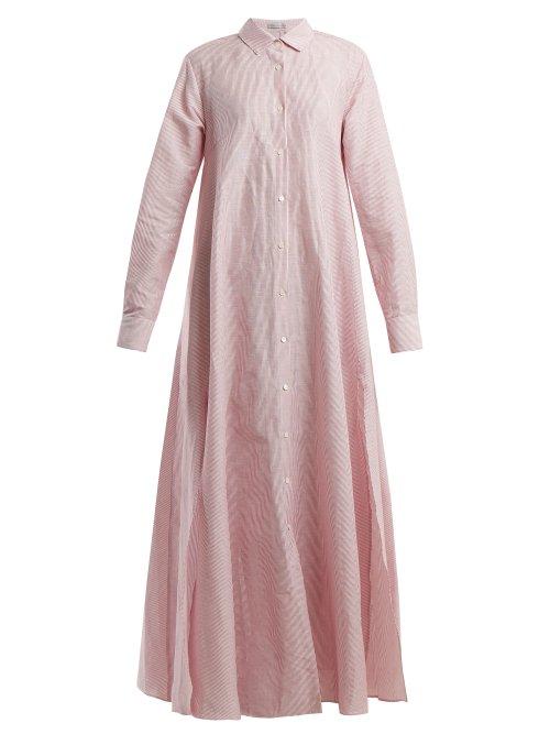 Matchesfashion.com Palmer//harding - Striped Linen And Cotton Blend Maxi Dress - Womens - Red Stripe