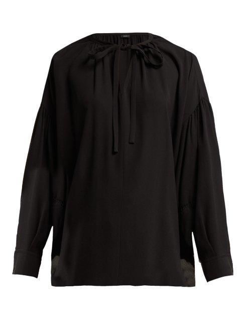 Matchesfashion.com Joseph - Elijah Tie Neck Silk Georgette Blouse - Womens - Black