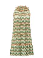 Matchesfashion.com Missoni - Chevron-stripe Lace-knitted Mini Dress - Womens - Dark Green