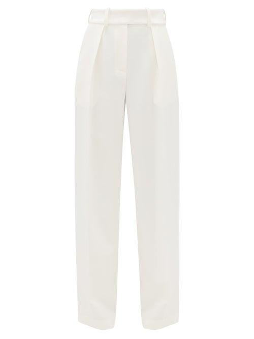 Matchesfashion.com Alexandre Vauthier - Side-stripe Crepe Wide-leg Trousers - Womens - Ivory
