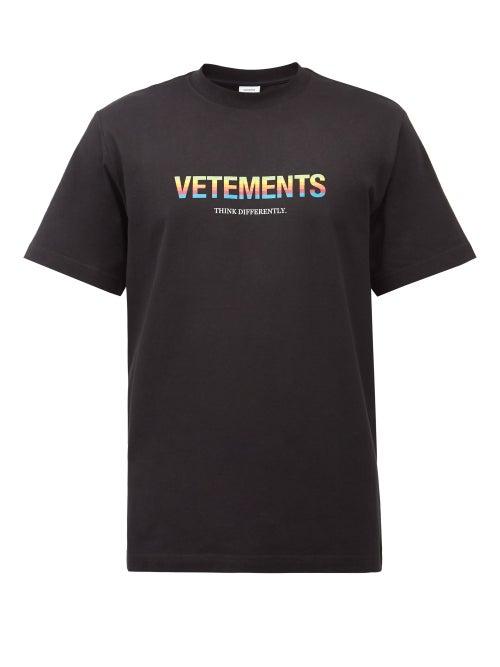 Matchesfashion.com Vetements - Think Differently-print Cotton-jersey T-shirt - Mens - Black