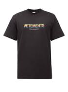 Matchesfashion.com Vetements - Think Differently-print Cotton-jersey T-shirt - Mens - Black