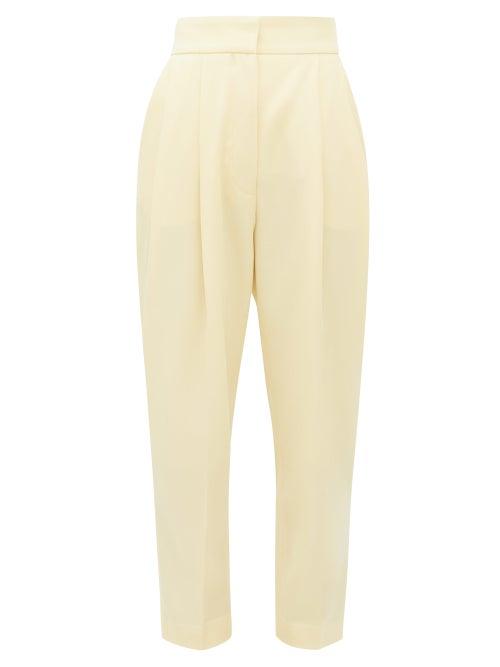 Matchesfashion.com Petar Petrov - Hampton Tailored Wool Twill Trousers - Womens - Light Yellow