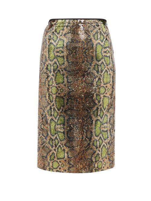 Matchesfashion.com No. 21 - Fantasia Sequinned Snake Pattern Pencil Skirt - Womens - Multi