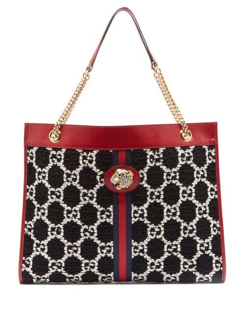 Matchesfashion.com Gucci - Rajah Large Gg Jacquard Leather Tote Bag - Womens - Black Multi