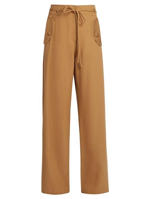 Matchesfashion.com Sies Marjan - Wide Leg Wool Twill Trousers - Womens - Beige
