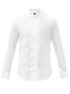 Matchesfashion.com Giorgio Armani - Stand-collar Cotton-blend Poplin Shirt - Mens - White