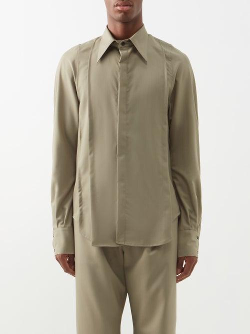 Bianca Saunders - Desso Wool Shirt - Mens - Khaki Green