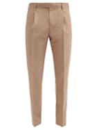 Matchesfashion.com Dunhill - Pleated Wool-blend Slim-leg Trousers - Mens - Brown