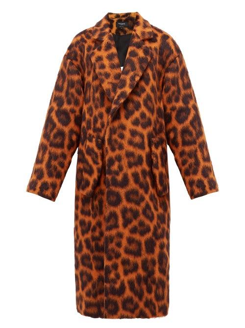 Matchesfashion.com Rochas - Oversized Leopard-print Alpaca-blend Coat - Womens - Orange Multi