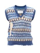 Maison Margiela - Anarchic Fair Isle Wool-blend Sweater Vest - Womens - Blue Multi
