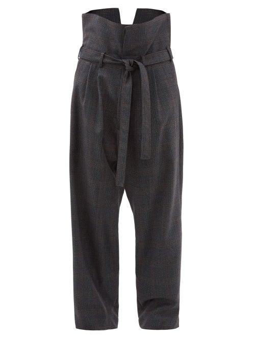 Matchesfashion.com Loewe - Exaggerated High Rise Wool Trousers - Mens - Grey