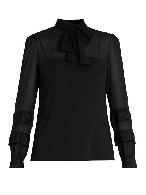 Redvalentino Tie-neck Silk-blend Chiffon Blouse