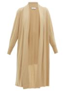 Matchesfashion.com Ryan Roche - Waterfall-lapel Longline Cashmere Cardigan - Womens - Beige